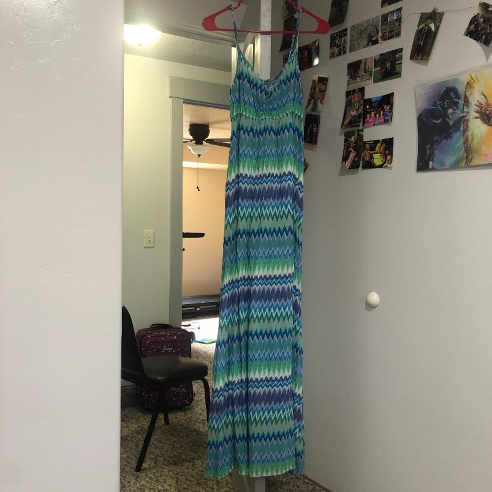 Blue and green dress